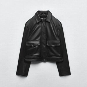 Zara black leather jacket, size L